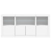 Skjenk med LED-lys hvit 142,5x37x67 cm