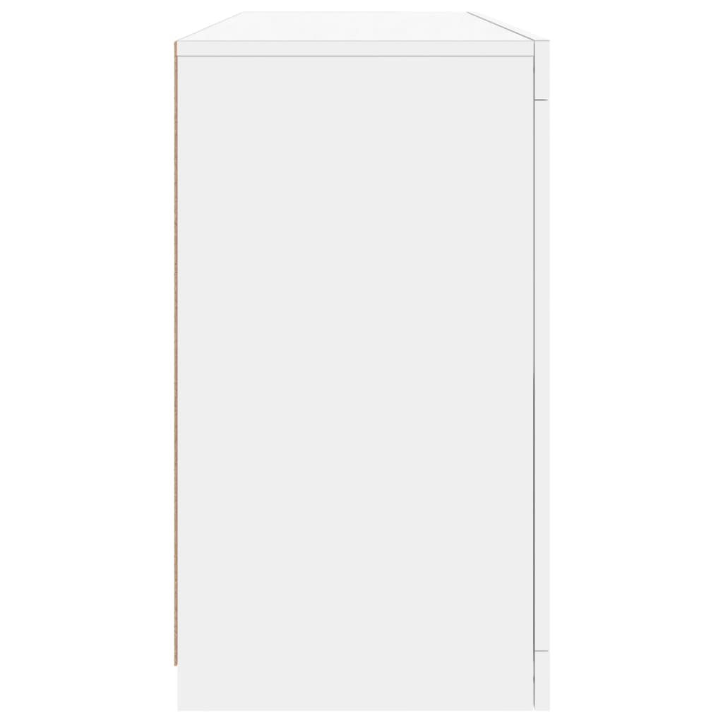 Skjenk med LED-lys hvit 142,5x37x67 cm