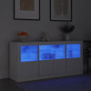 Skjenk med LED-lys hvit 142,5x37x67 cm