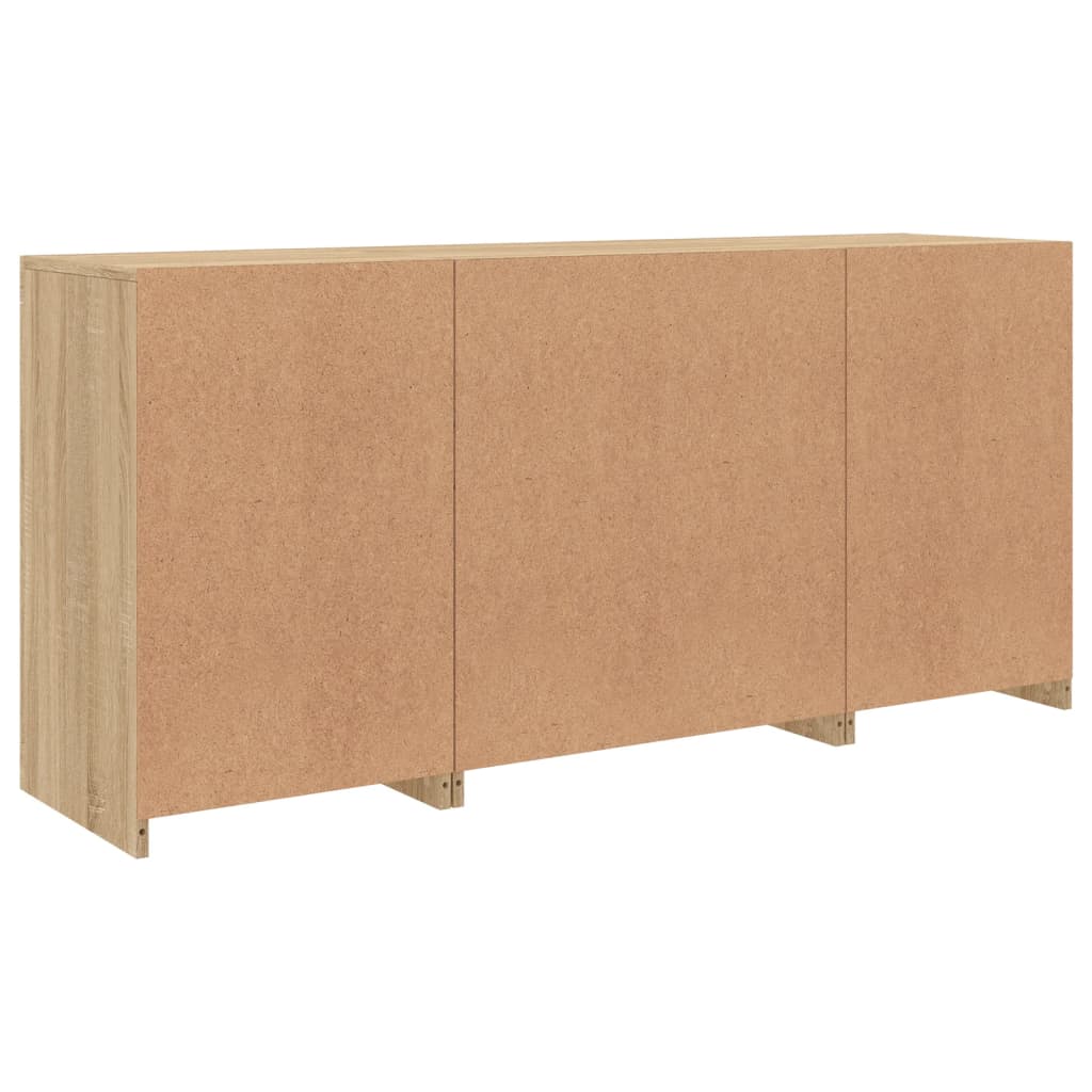 Skjenk med LED-lys sonoma eik 142,5x37x67 cm