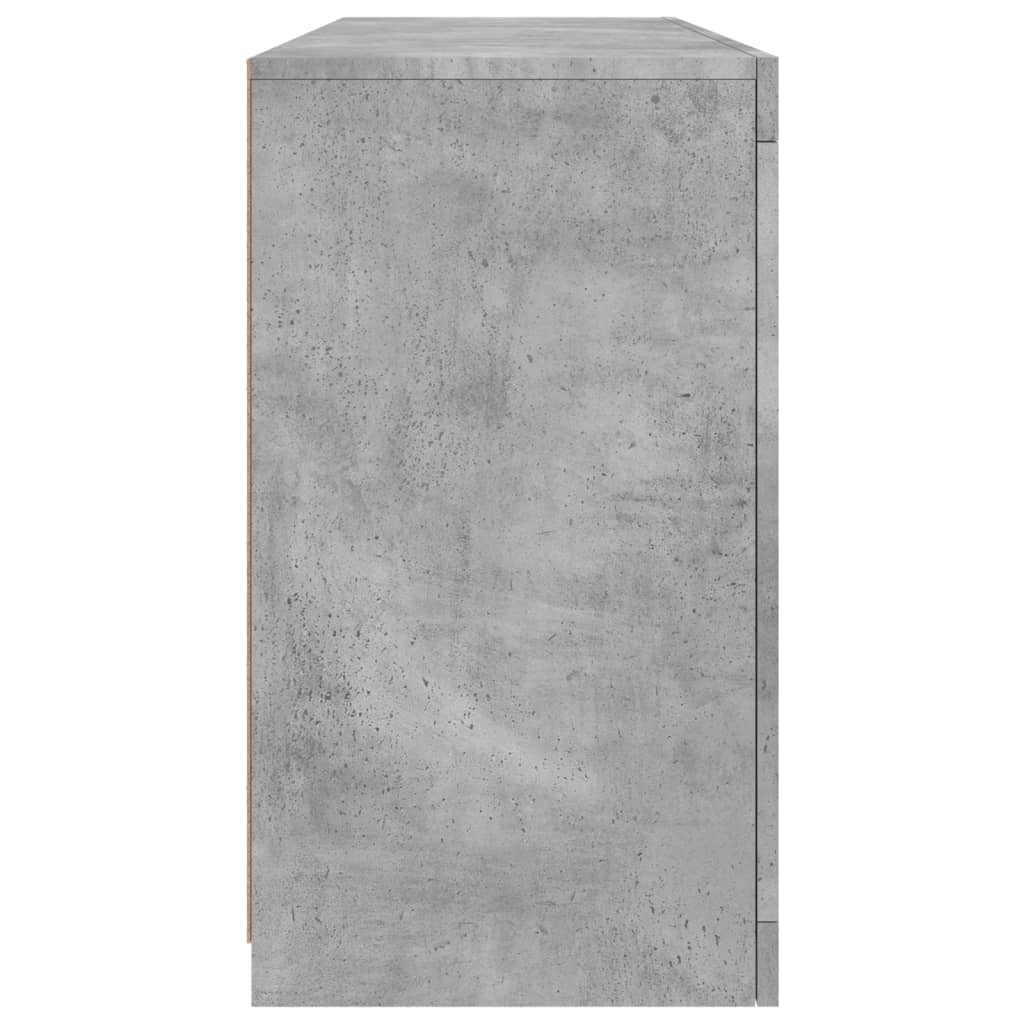 Skjenk med LED-lys betonggrå 142,5x37x67 cm