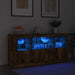 Skjenk med LED-lys røkt eik 142,5x37x67 cm