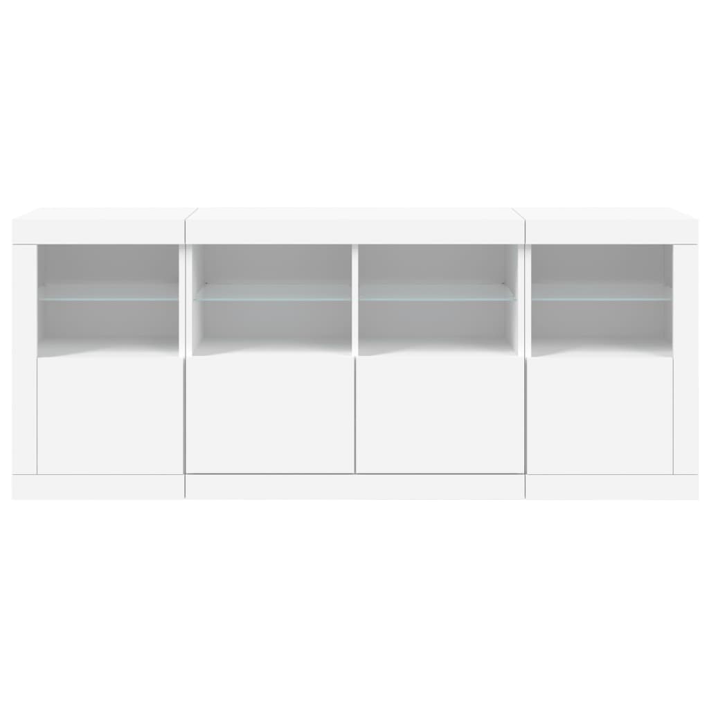 Skjenk med LED-lys hvit 163x37x67 cm