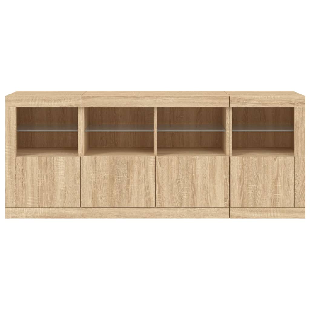 Skjenk med LED-lys sonoma eik 163x37x67 cm