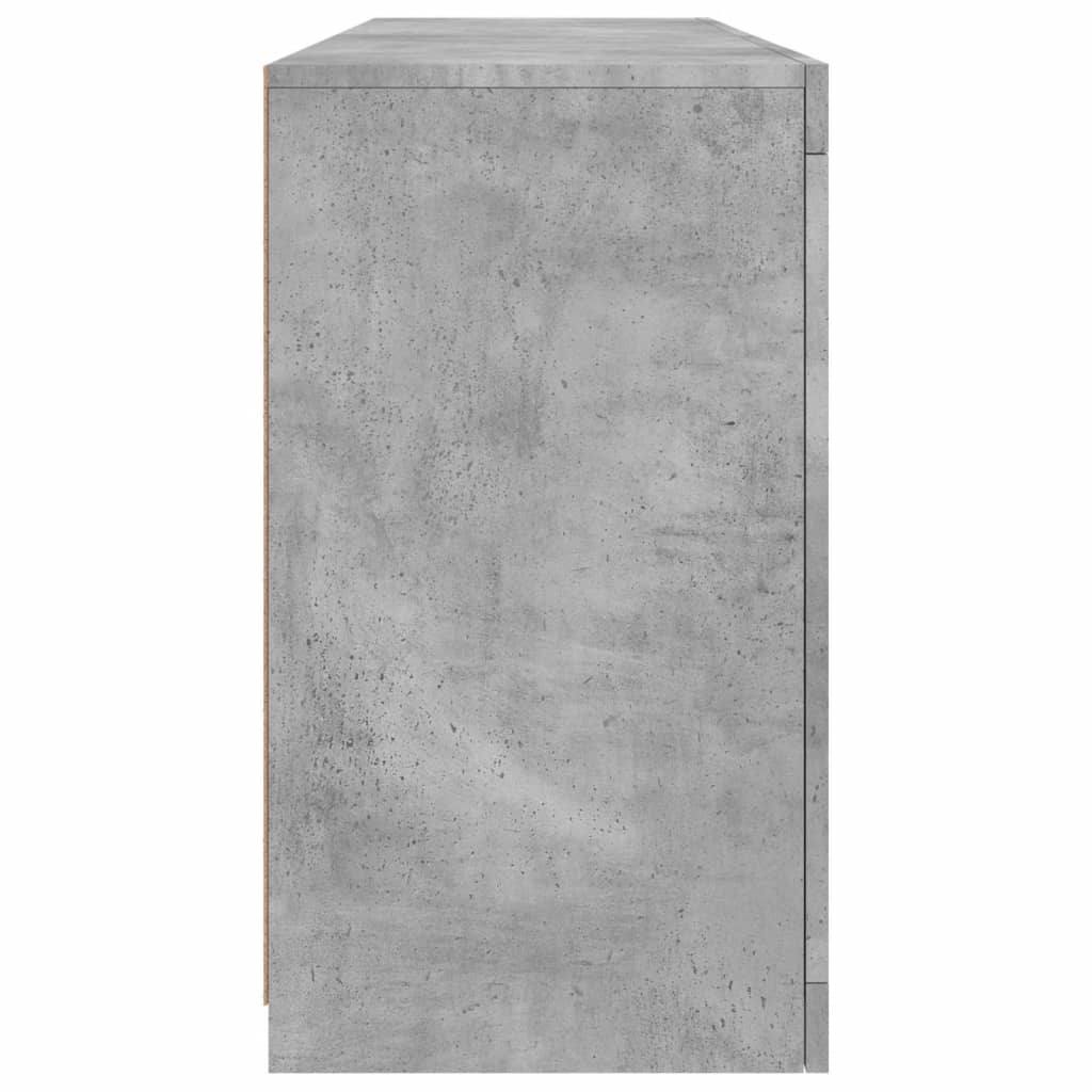 Skjenk med LED-lys betonggrå 163x37x67 cm