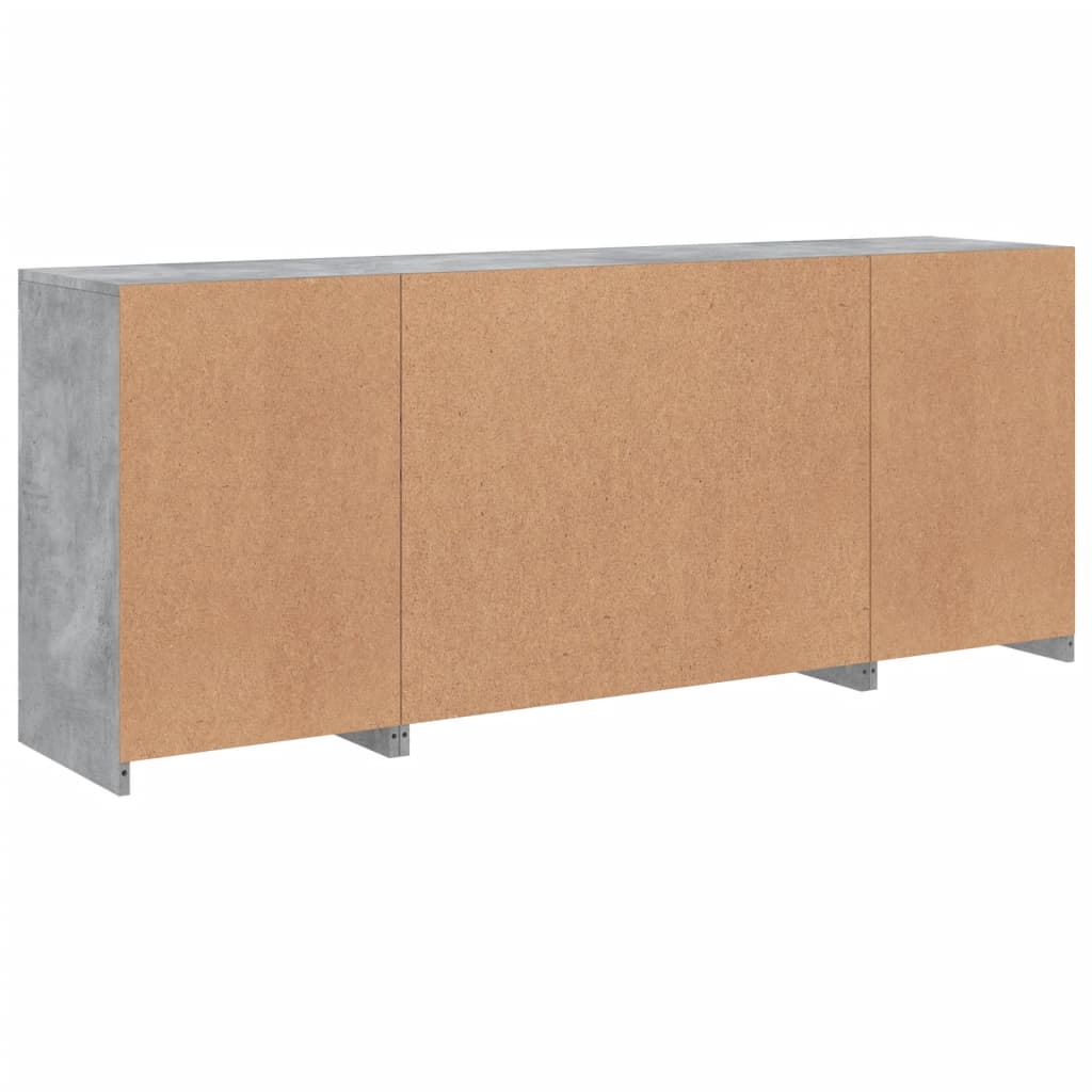 Skjenk med LED-lys betonggrå 163x37x67 cm