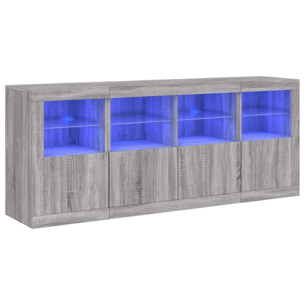 Skjenk med LED-lys grå sonoma 163x37x67 cm