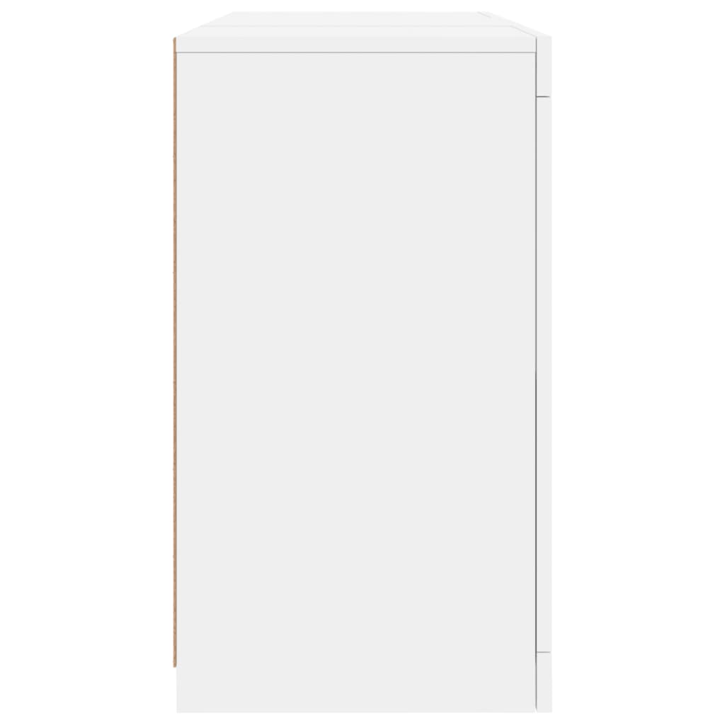 Skjenk med LED-lys hvit 123x37x67 cm
