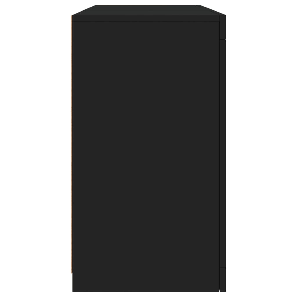 Skjenk med LED-lys svart 123x37x67 cm