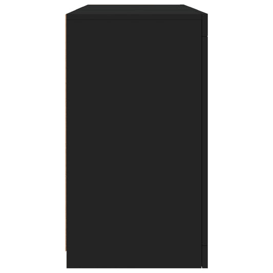 Skjenk med LED-lys svart 123x37x67 cm