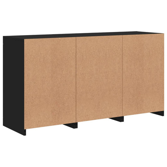 Skjenk med LED-lys svart 123x37x67 cm