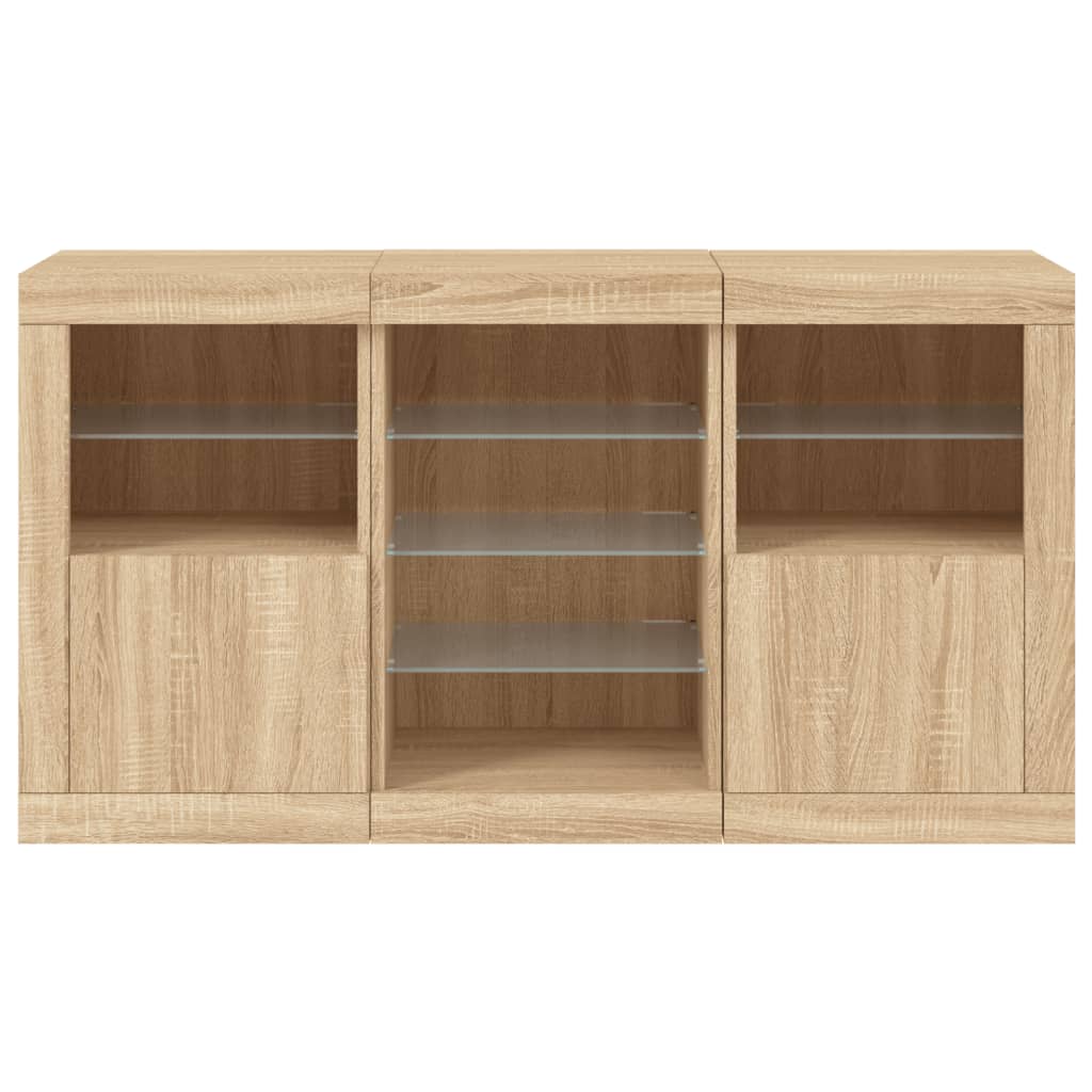 Skjenk med LED-lys sonoma eik 123x37x67 cm