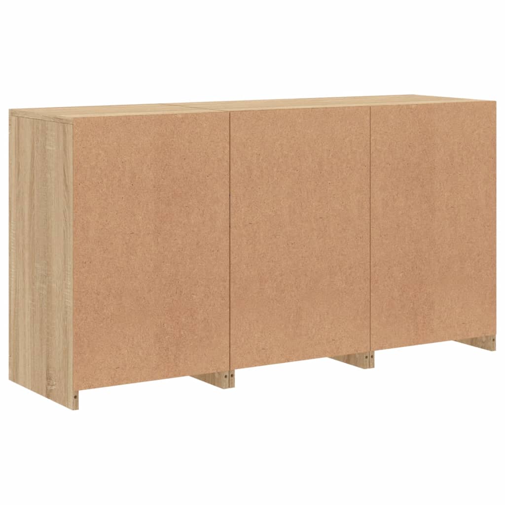 Skjenk med LED-lys sonoma eik 123x37x67 cm