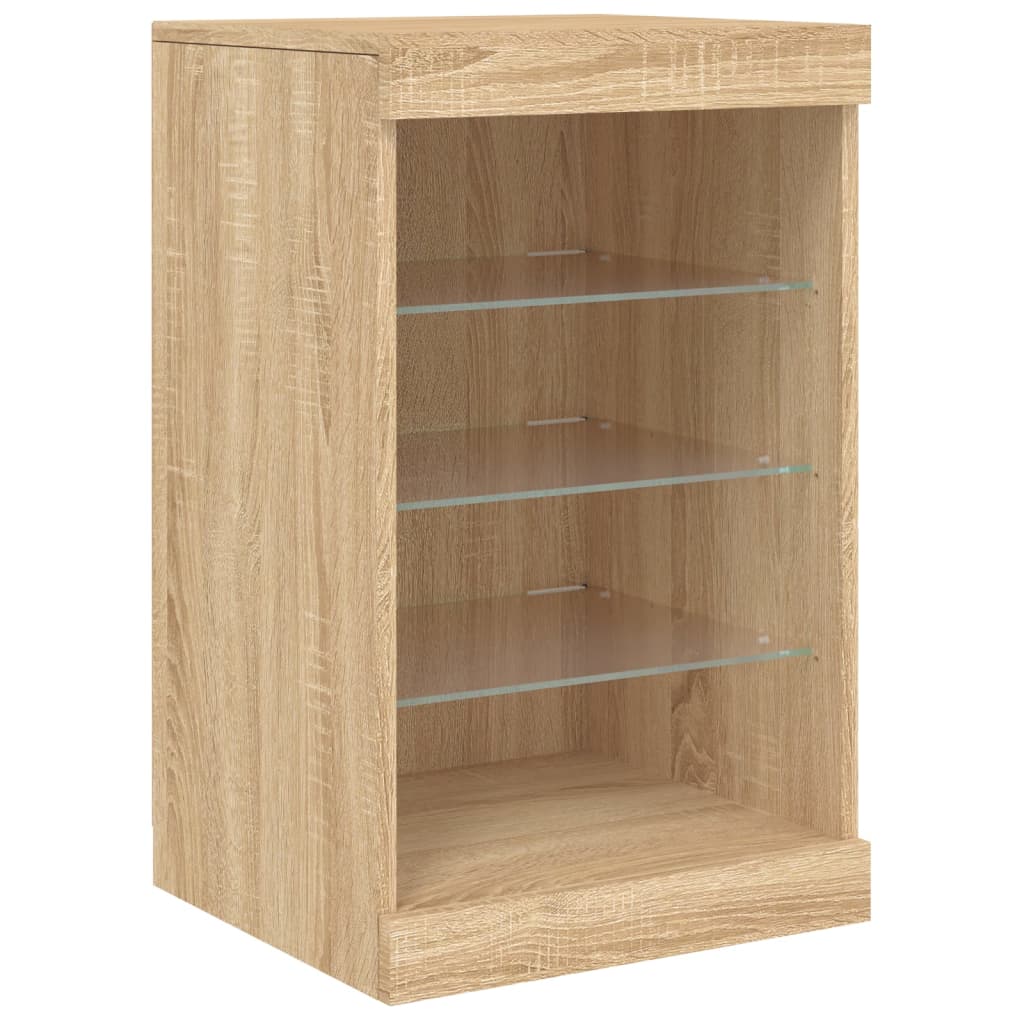 Skjenk med LED-lys sonoma eik 123x37x67 cm