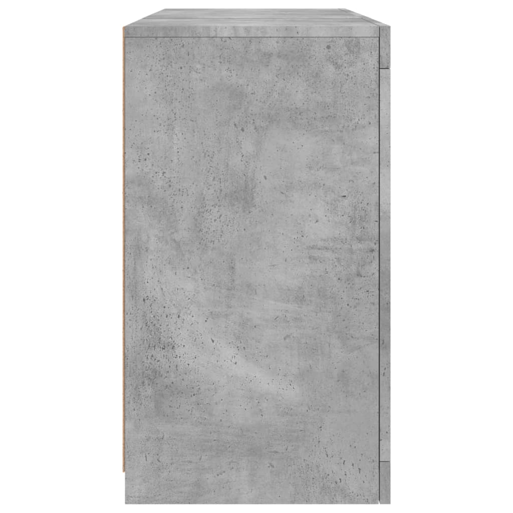 Skjenk med LED-lys betonggrå 123x37x67 cm