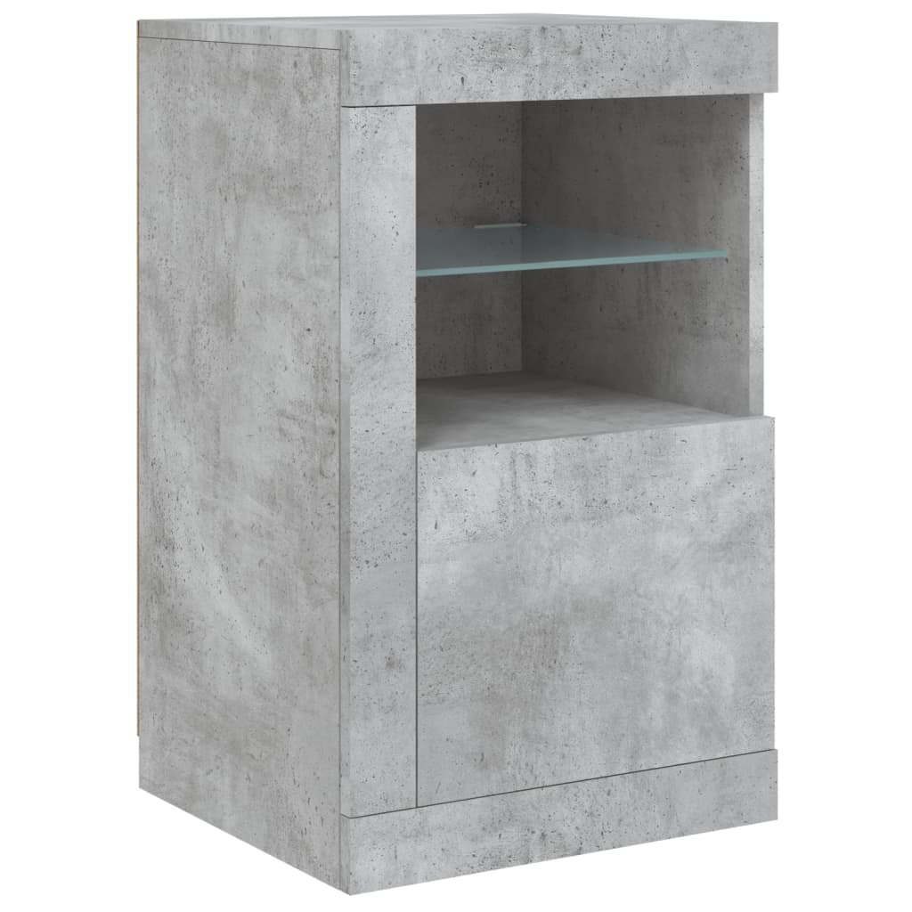 Skjenk med LED-lys betonggrå 123x37x67 cm