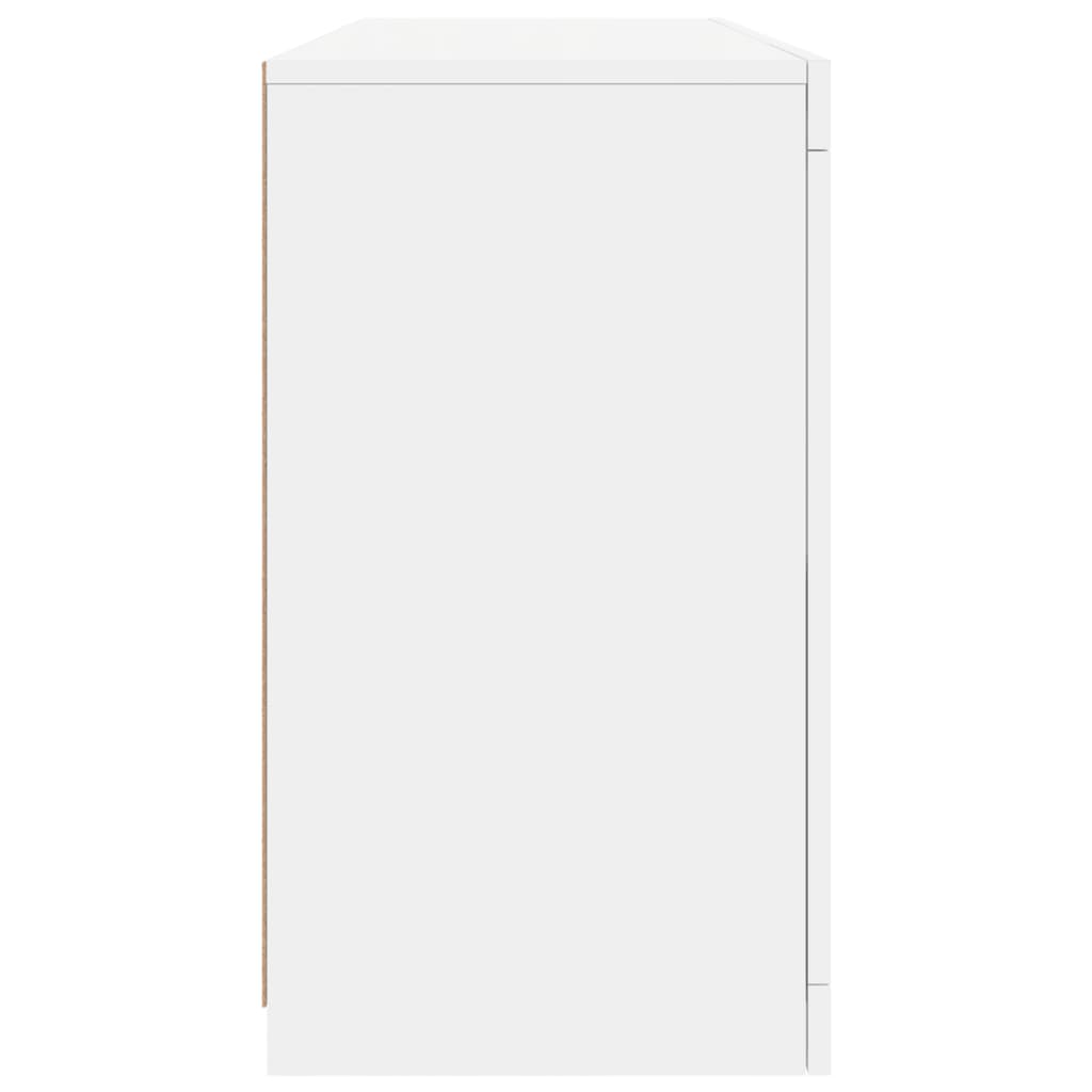 Skjenk med LED-lys hvit 142,5x37x67 cm