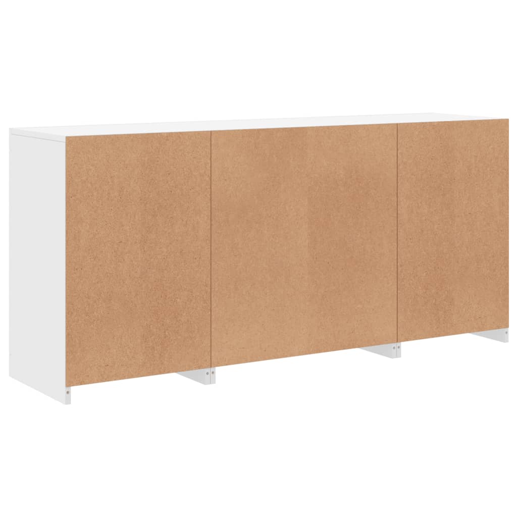 Skjenk med LED-lys hvit 142,5x37x67 cm