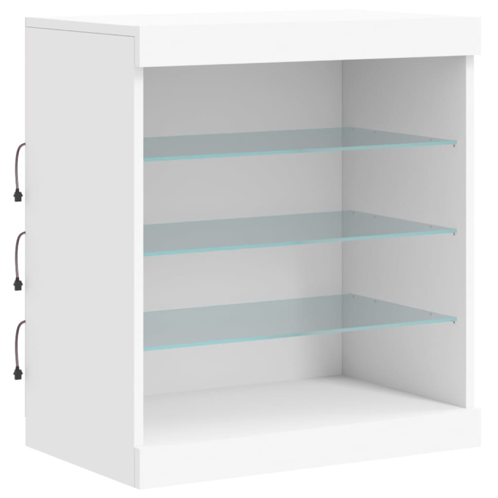 Skjenk med LED-lys hvit 142,5x37x67 cm
