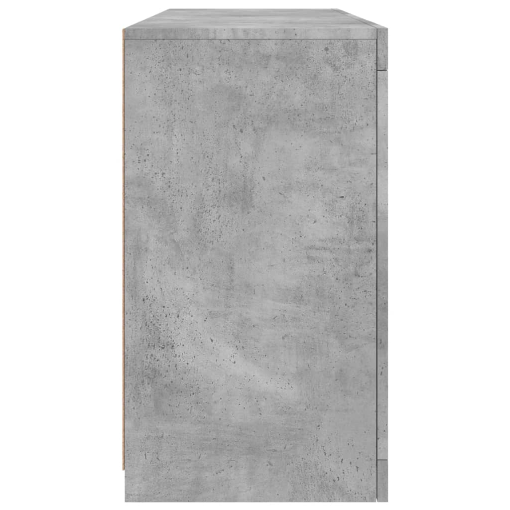 Skjenk med LED-lys betonggrå 142,5x37x67 cm