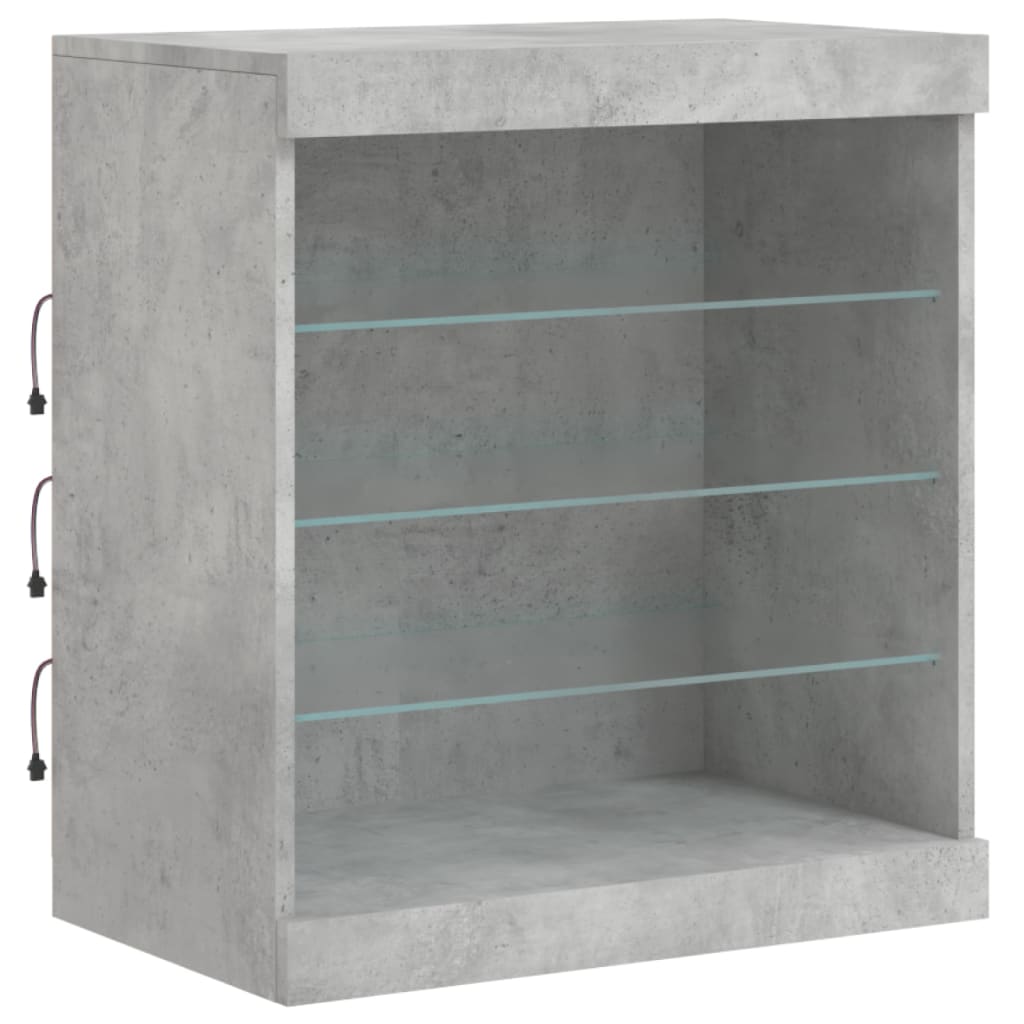 Skjenk med LED-lys betonggrå 142,5x37x67 cm