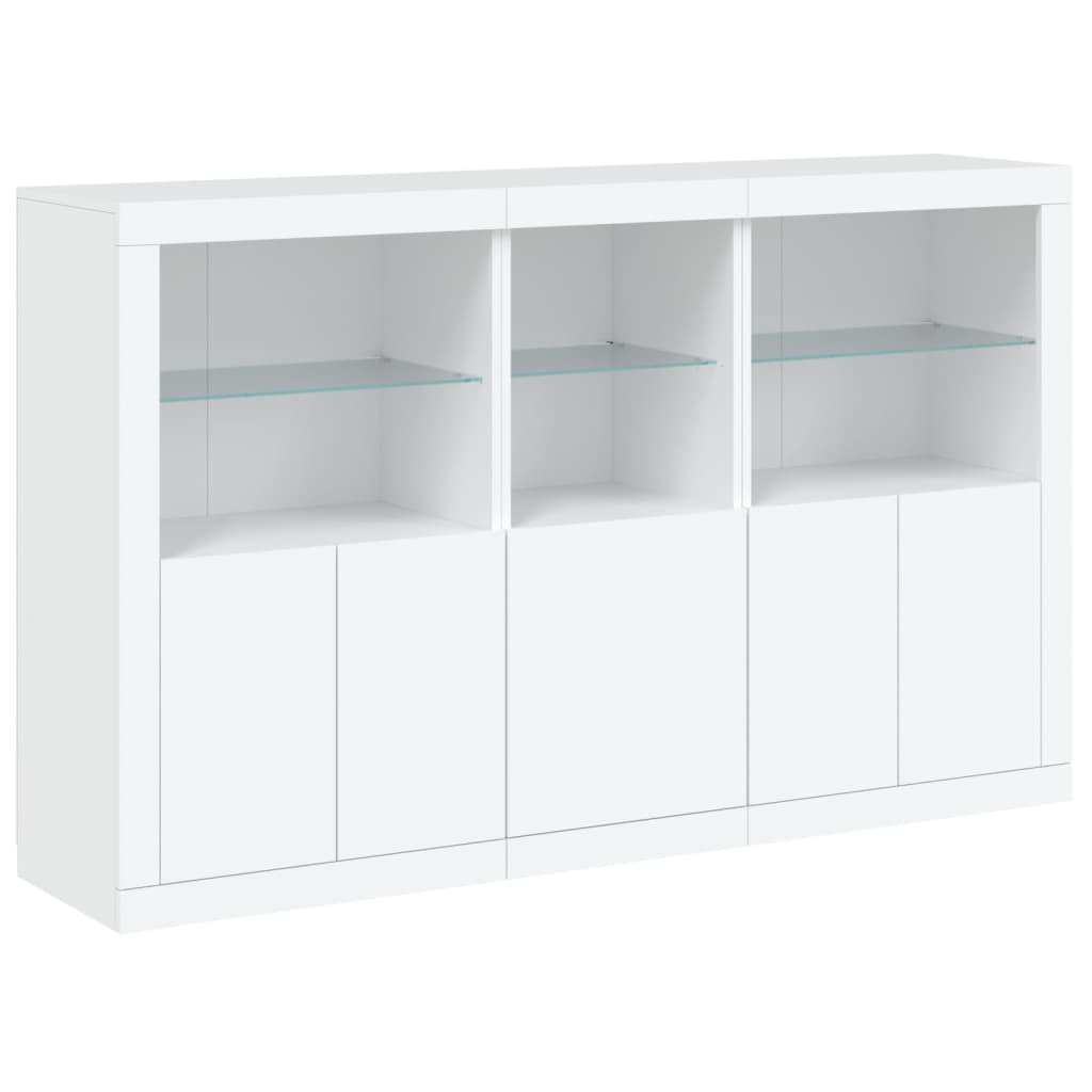 Skjenk med LED-lys hvit 162x37x100 cm