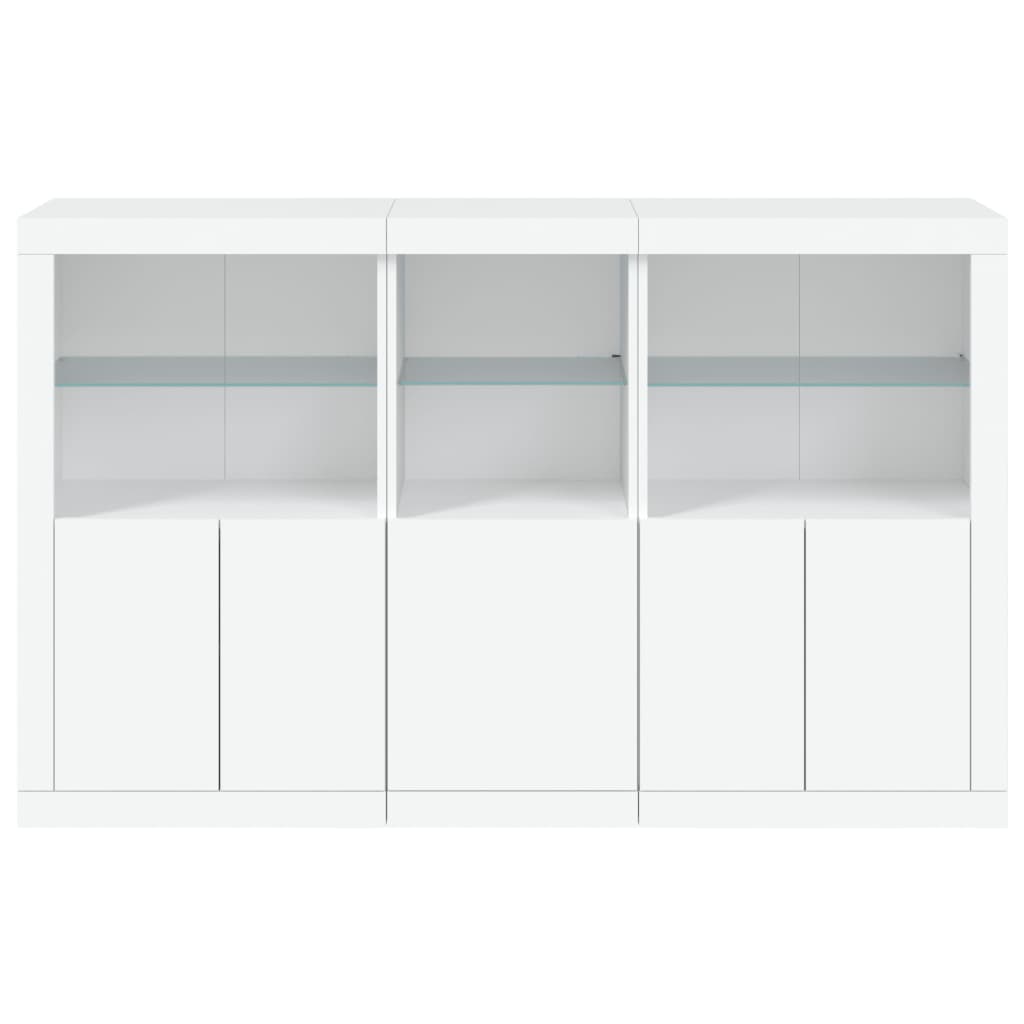 Skjenk med LED-lys hvit 162x37x100 cm