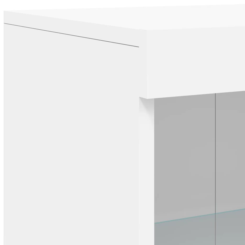 Skjenk med LED-lys hvit 162x37x100 cm