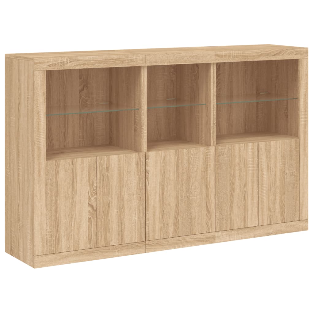 Skjenk med LED-lys sonoma eik 162x37x100 cm