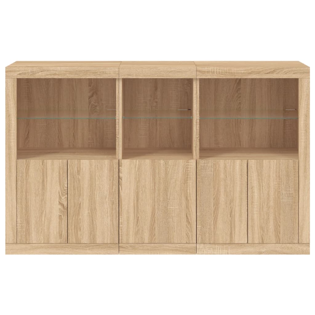 Skjenk med LED-lys sonoma eik 162x37x100 cm