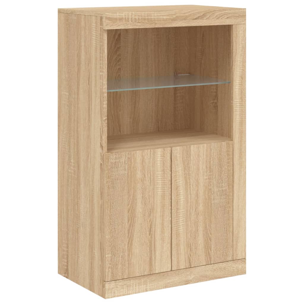 Skjenk med LED-lys sonoma eik 162x37x100 cm