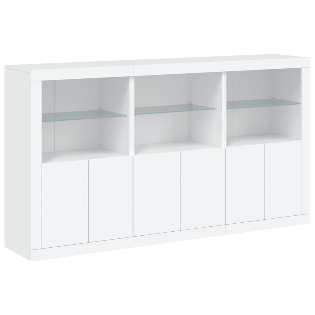 Skjenk med LED-lys hvit 181,5x37x100 cm