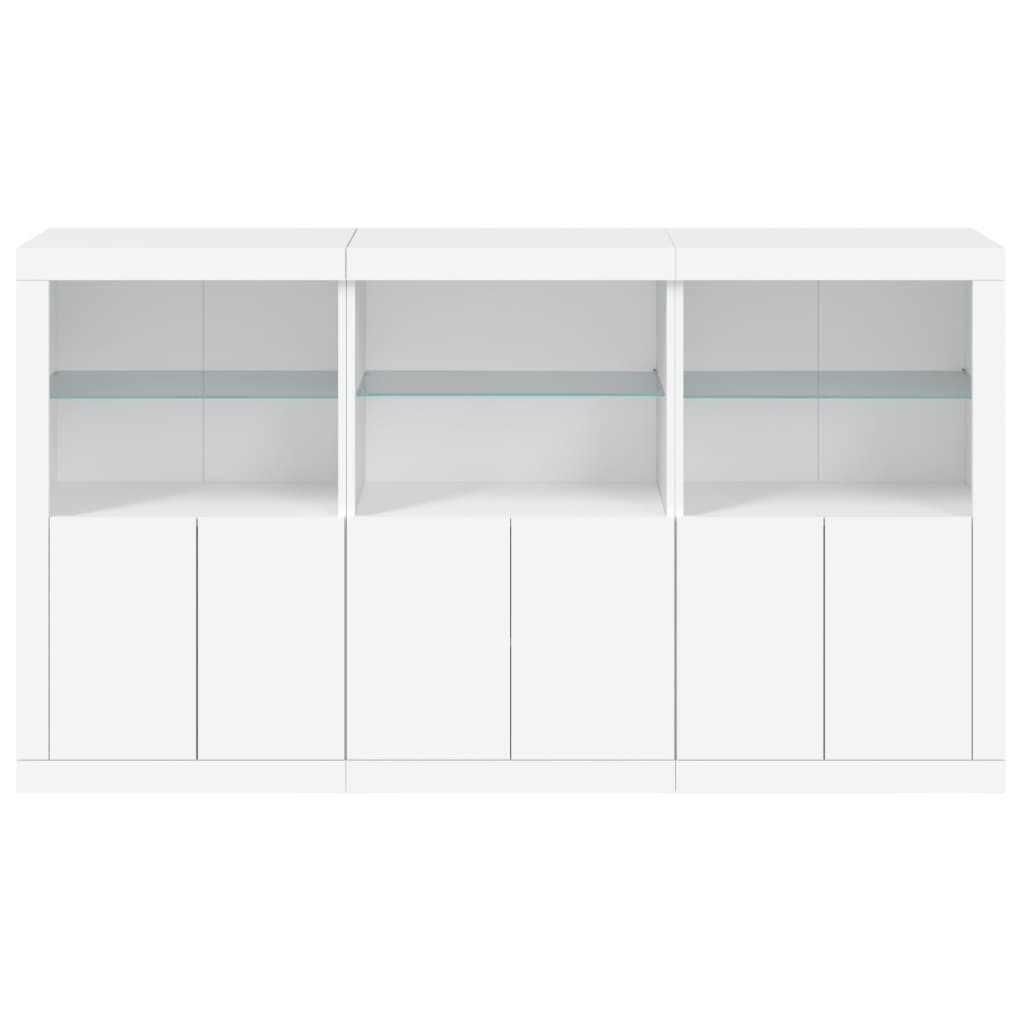 Skjenk med LED-lys hvit 181,5x37x100 cm