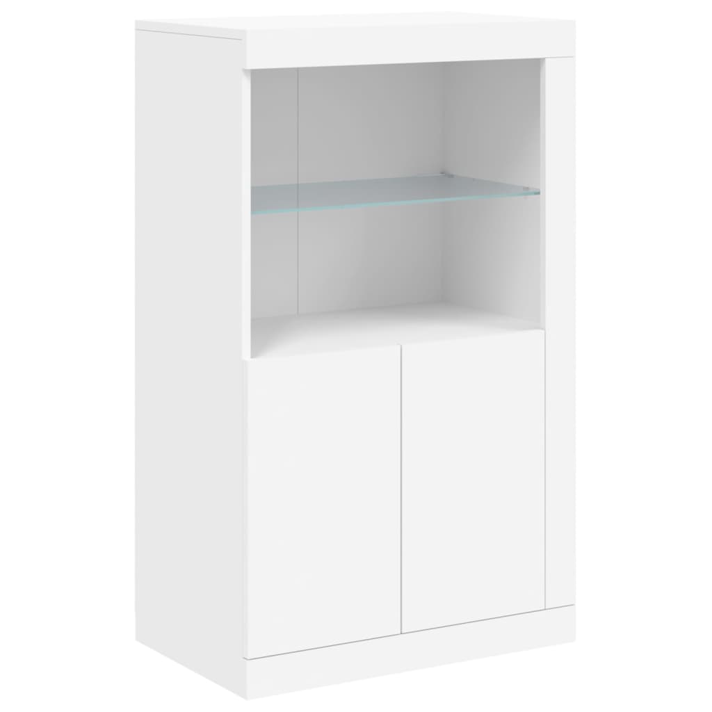 Skjenk med LED-lys hvit 181,5x37x100 cm