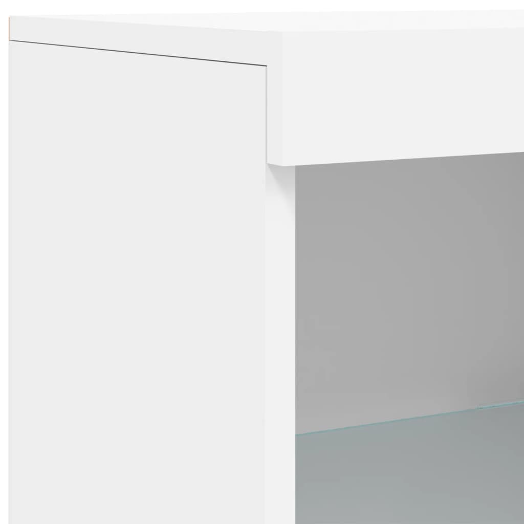 Skjenk med LED-lys hvit 162x37x100 cm