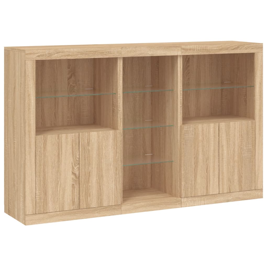 Skjenk med LED-lys sonoma eik 162x37x100 cm