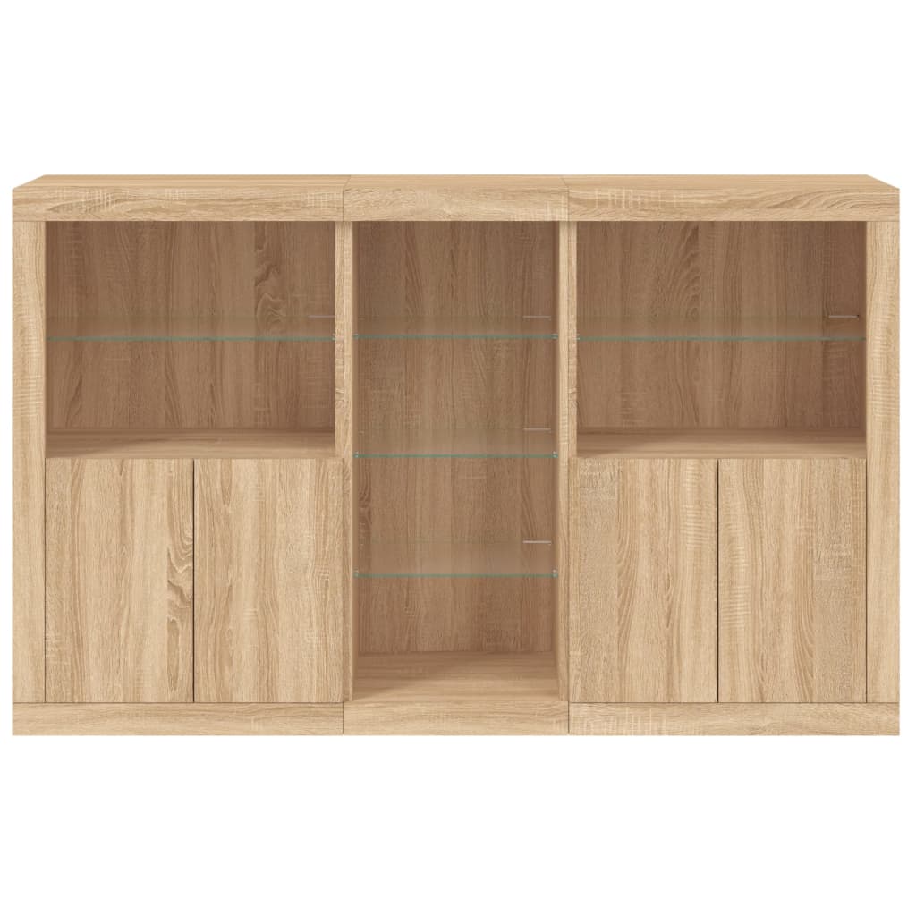 Skjenk med LED-lys sonoma eik 162x37x100 cm