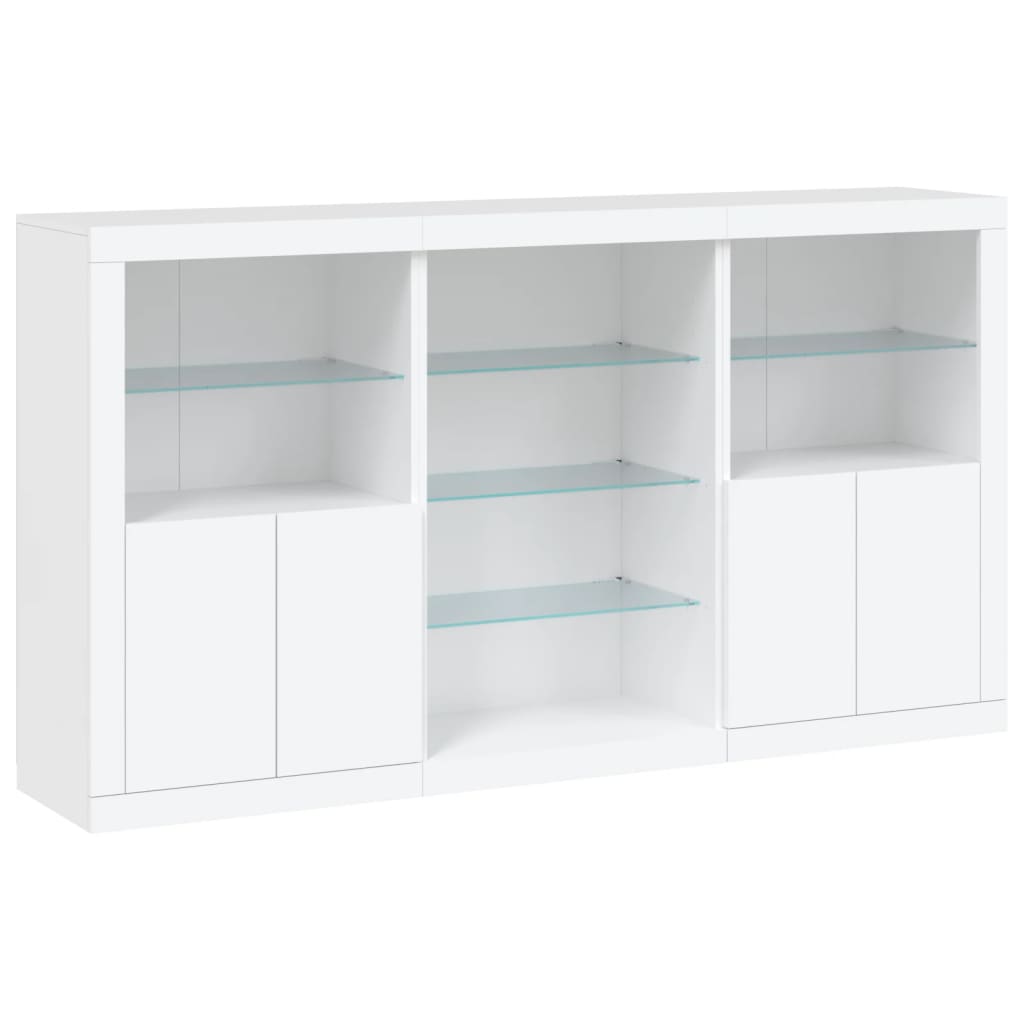 Skjenk med LED-lys hvit 181,5x37x100 cm
