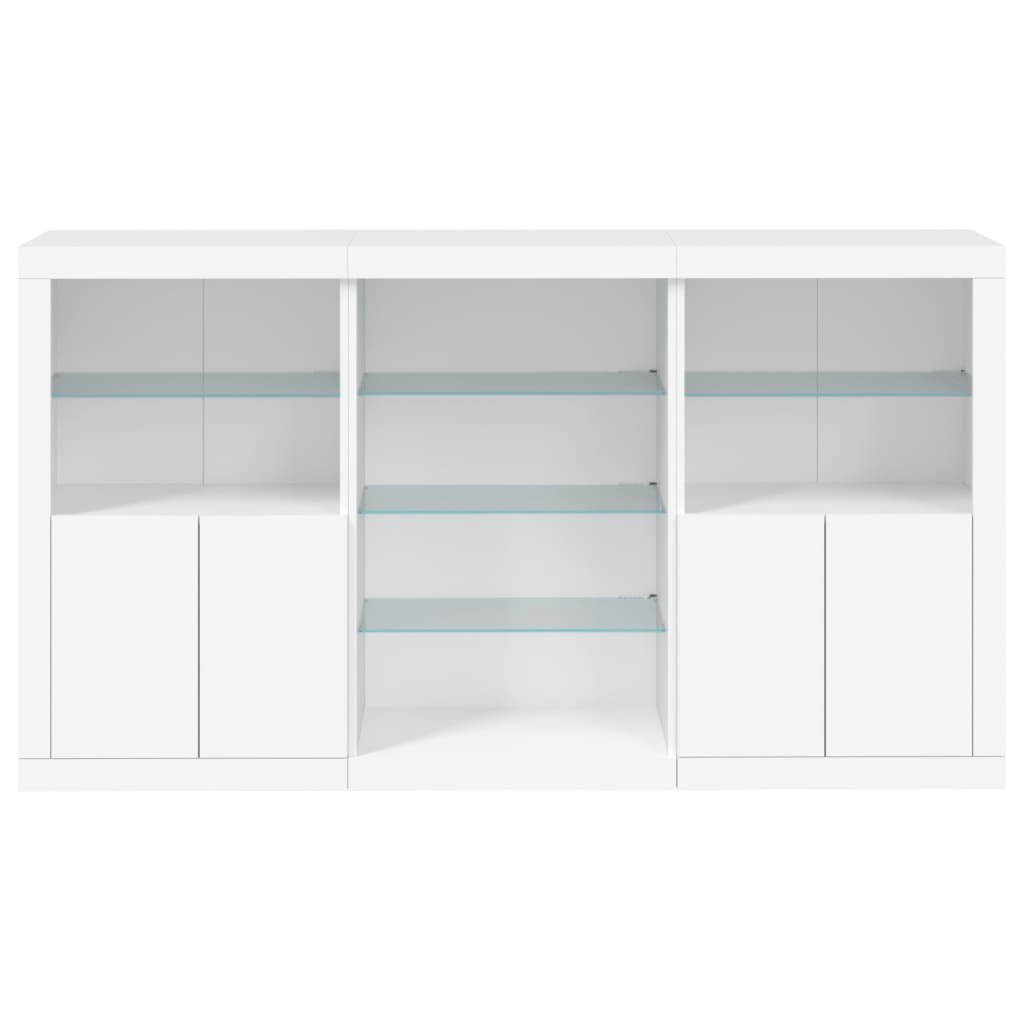 Skjenk med LED-lys hvit 181,5x37x100 cm