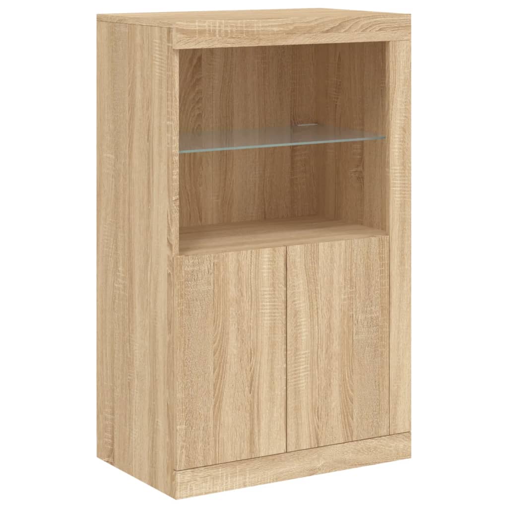 Skjenk med LED-lys sonoma eik 181,5x37x100 cm