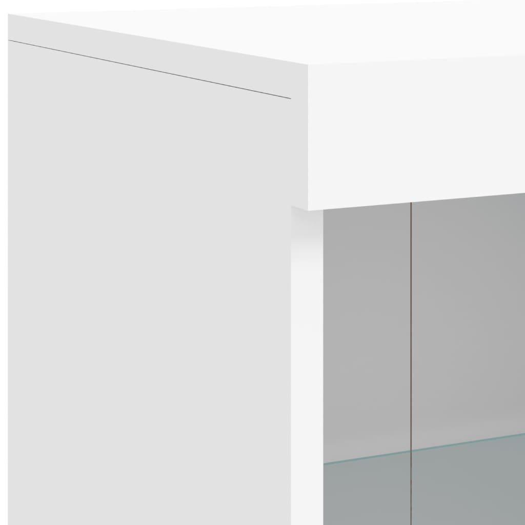 Skjenk med LED-lys hvit 202x37x100 cm