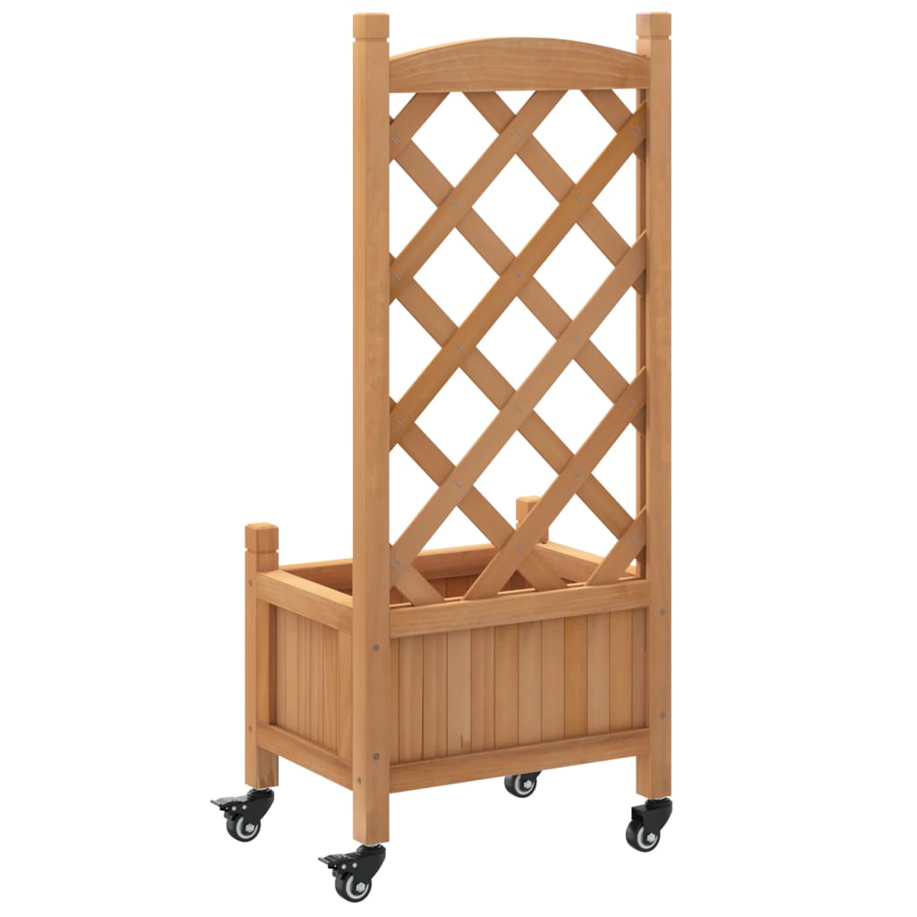 Plantekasse med espalier og hjul brun heltre gran