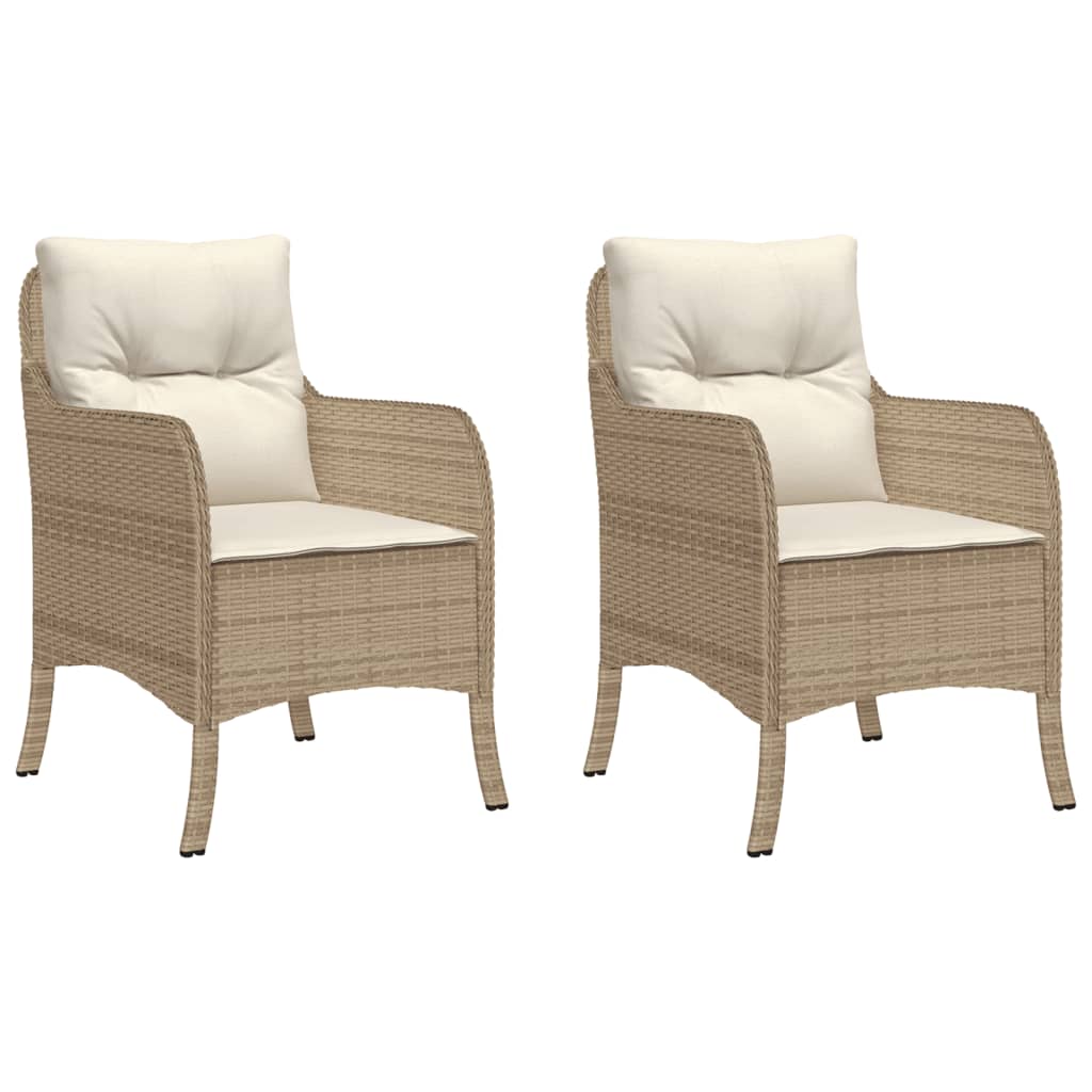 Hagestoler med puter 2 stk beige polyrotting