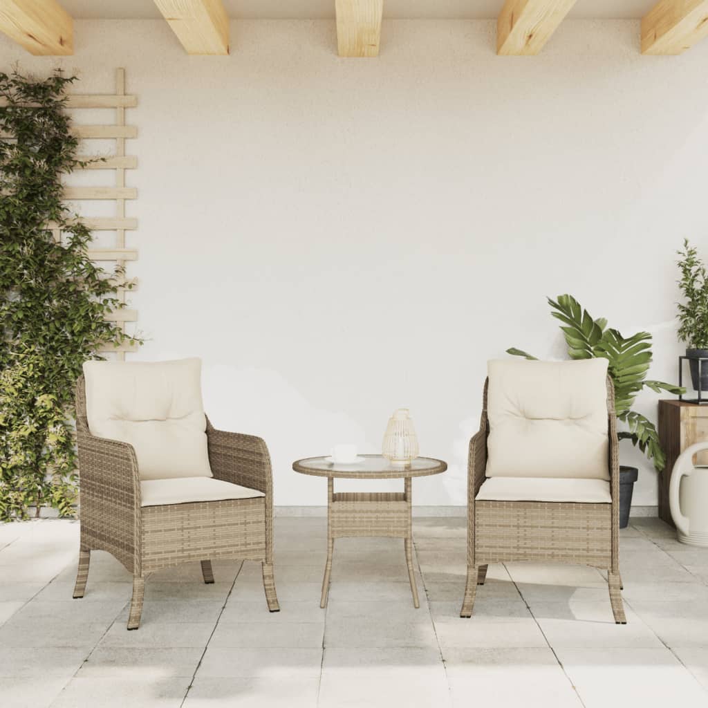 Hagestoler med puter 2 stk beige polyrotting