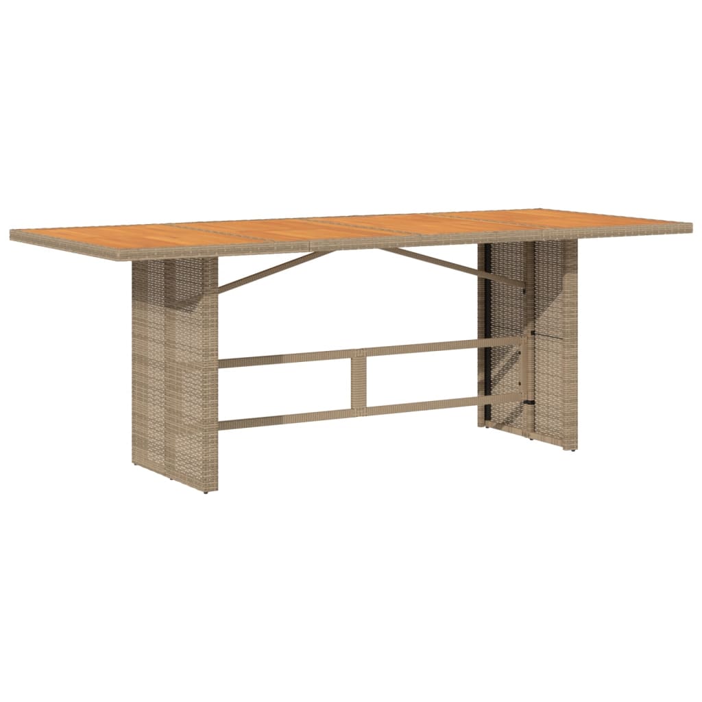Hagebord med topp i akasietre beige 190x80x74 cm polyrotting vidaXL