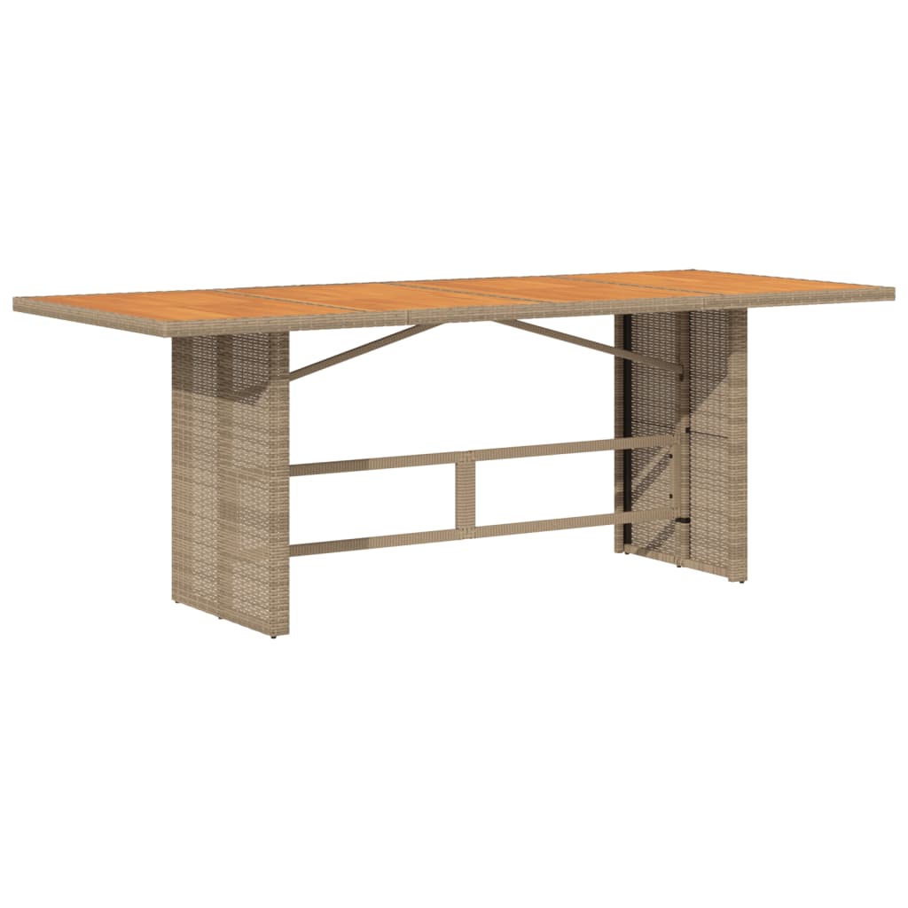 Hagebord med topp i akasietre beige 190x80x74 cm polyrotting vidaXL
