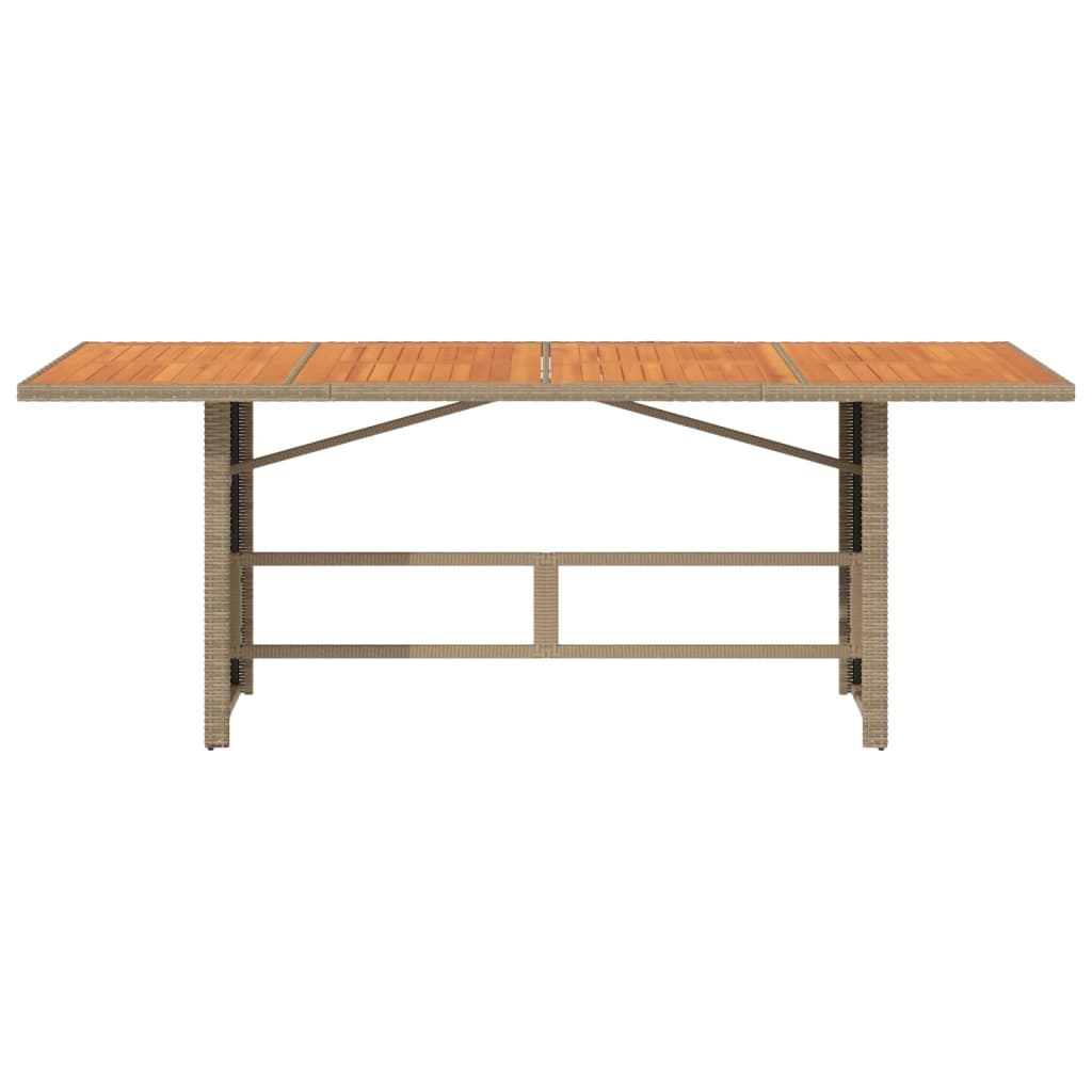 Hagebord med topp i akasietre beige 190x80x74 cm polyrotting vidaXL