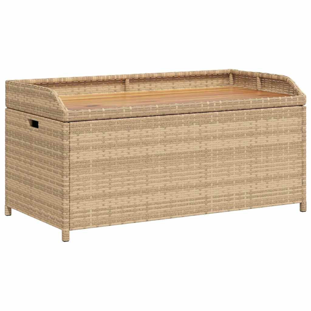 Oppbevaringsbenk beige 100x50x52 cm polyrotting og akasie