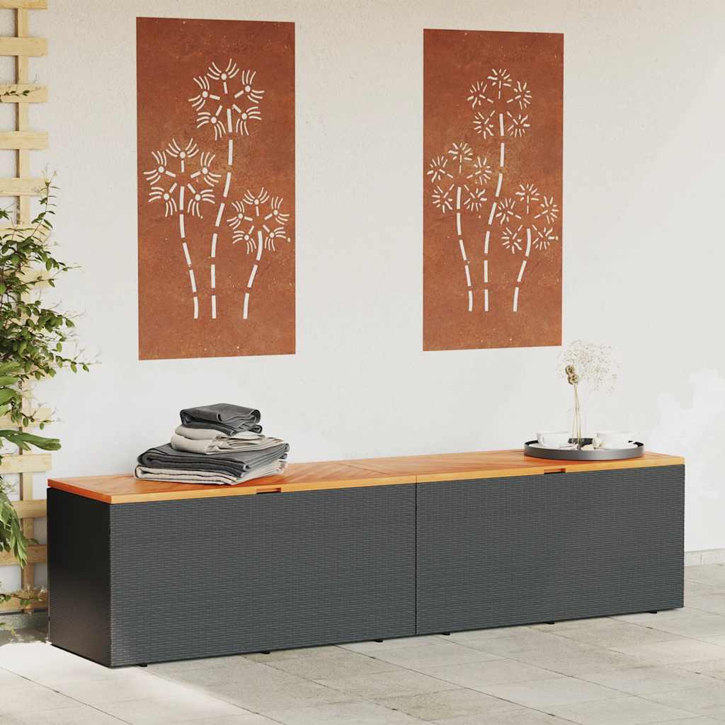 Putekasse svart 220x50x54 cm polyrotting akasie
