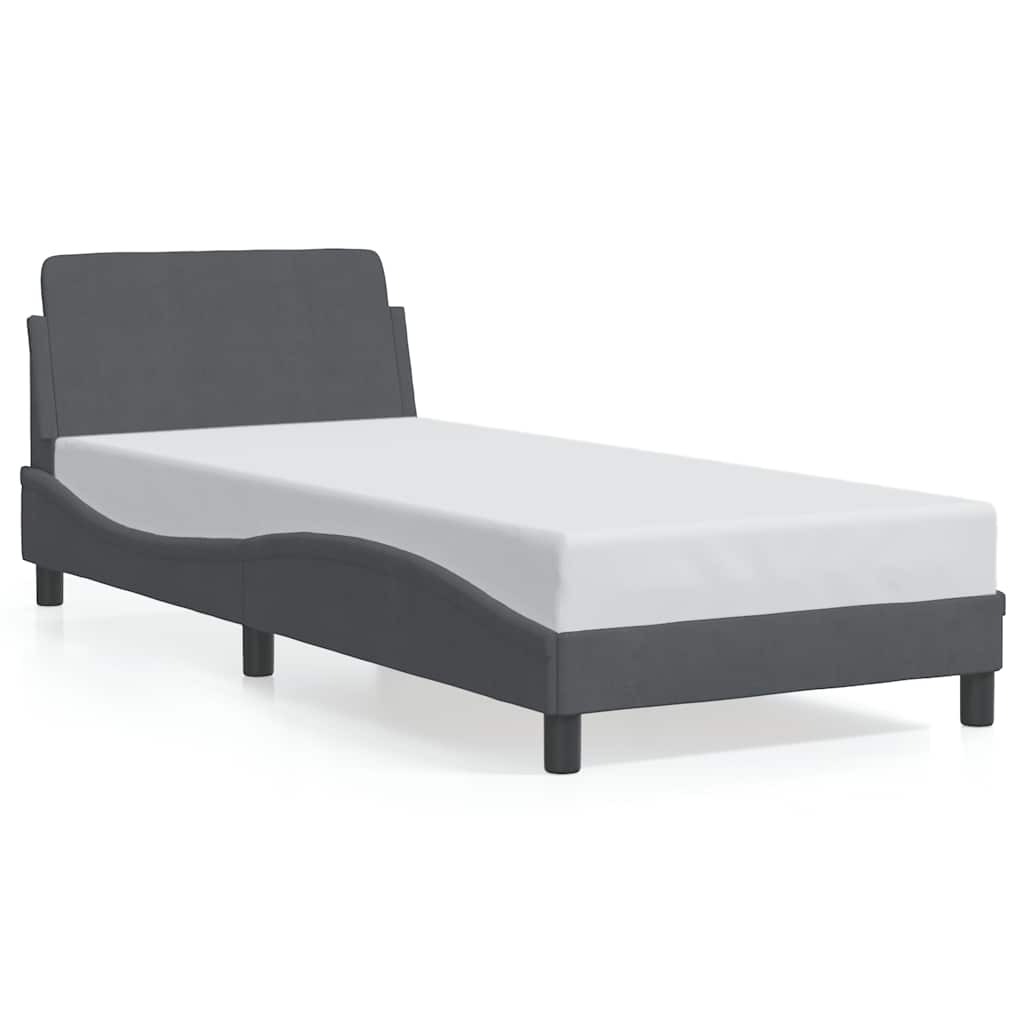Sengeramme Dover mørkegrå 90x190 cm fløyel